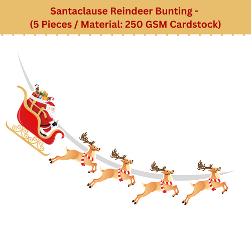Load image into Gallery viewer, Santa Claus and Reindeer Bunting for Christmas (6 Inches/250 GSM Cardstock/Red, Brown/8 Pcs)
