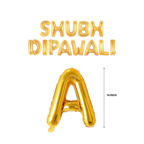 Load image into Gallery viewer, Shubh Dipawali Foil Balloon - Golden - (13 Pieces)
