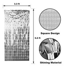 Silver Foil Sequin Curtains For Birthday Decoration Foil Curtain, Anniversary Decoration Items For Home, Bachelorette, Bridal Shower (Set of 2)