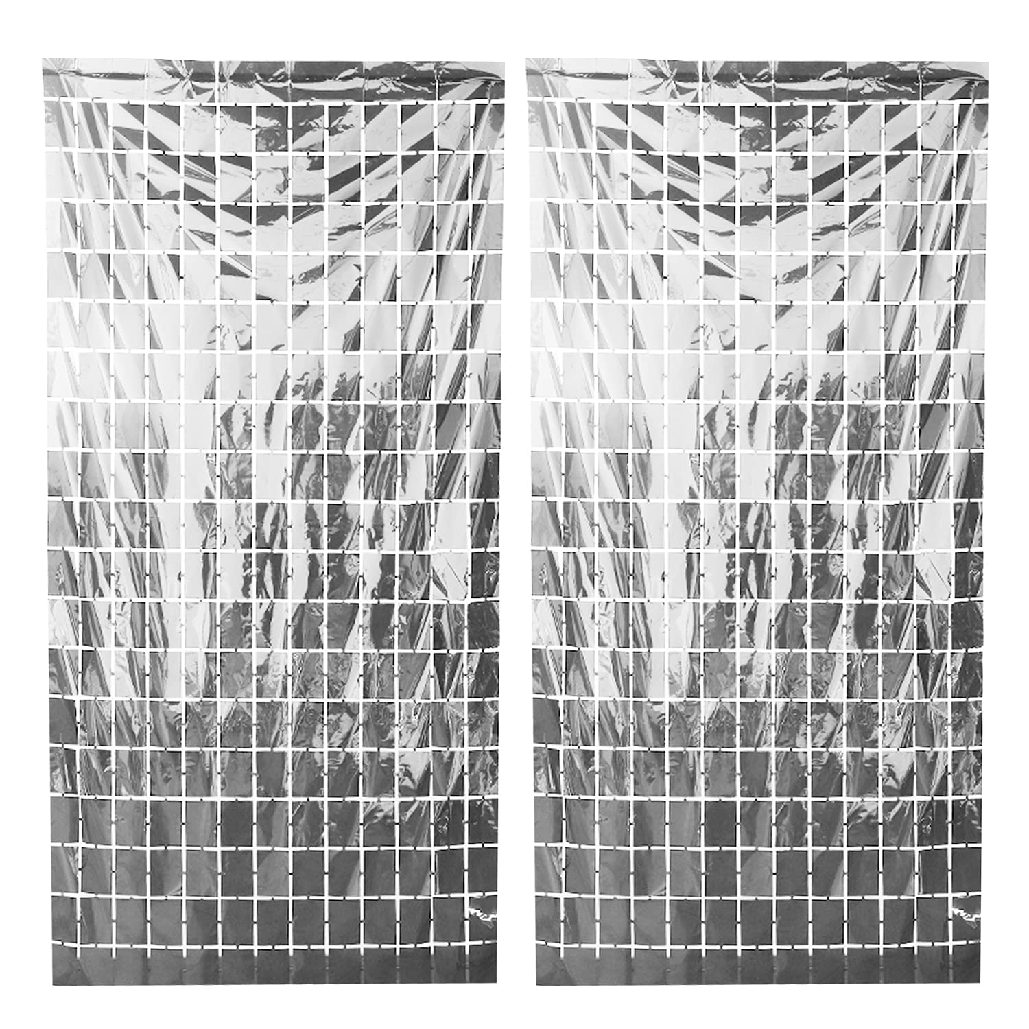 Silver Foil Sequin Curtains For Birthday Decoration Foil Curtain, Anniversary Decoration Items For Home, Bachelorette, Bridal Shower (Set of 2)