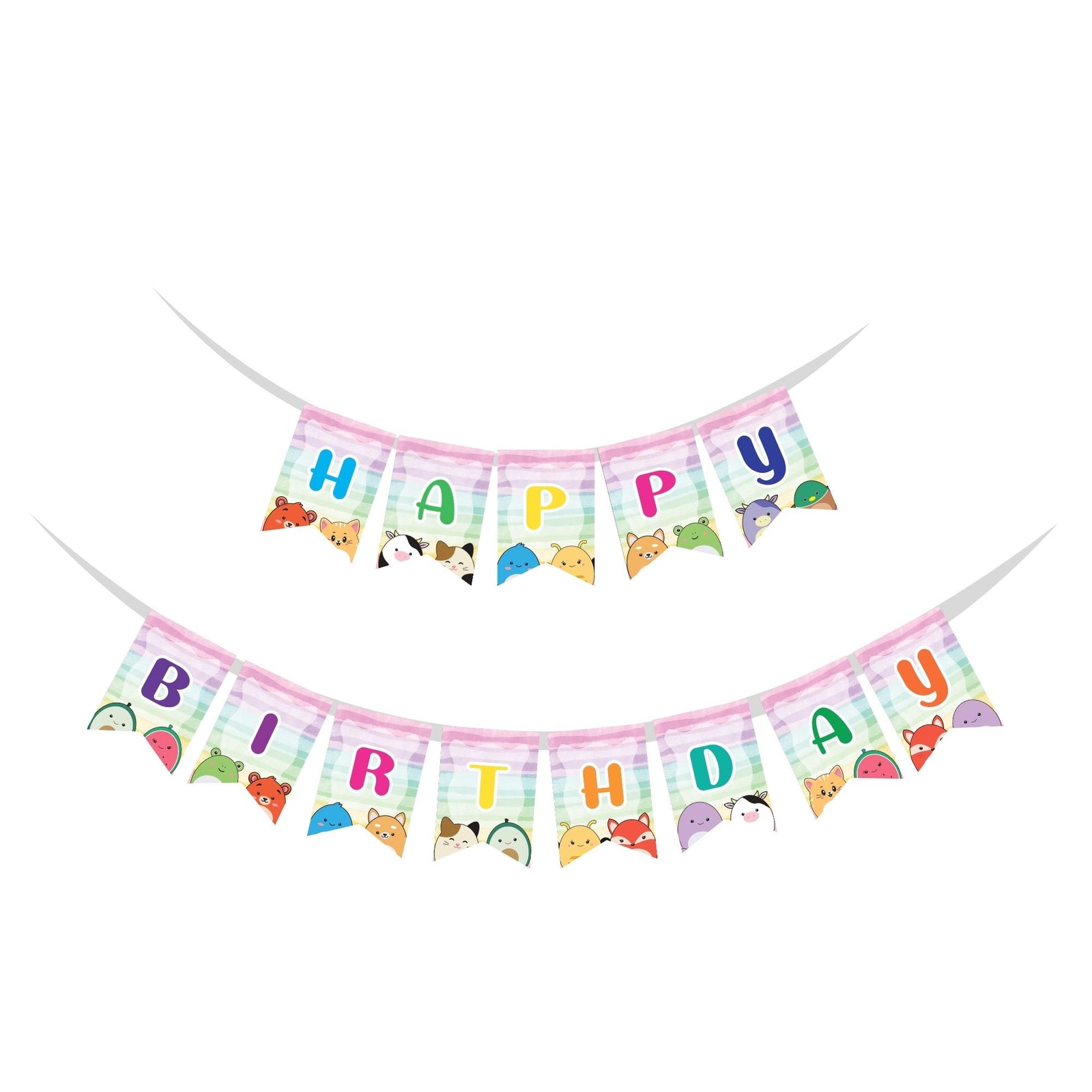 Squishmallows Theme Happy Birthday Banner (6 Inches/250 GSM Cardstock/MixColour/13Pcs)