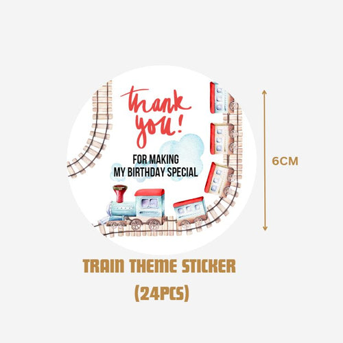 Load image into Gallery viewer, Train Theme- Return Gift/birthday decor Thankyou Sticker (6 CM/Sticker/Mixcolour/24Pcs)

