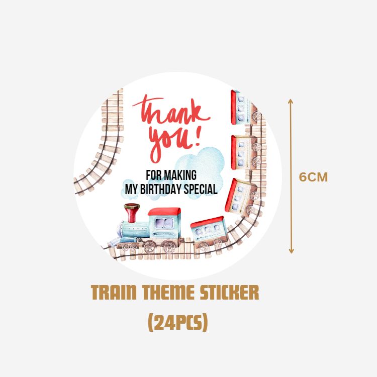 Train Theme- Return Gift/birthday decor Thankyou Sticker (6 CM/Sticker/Mixcolour/24Pcs)