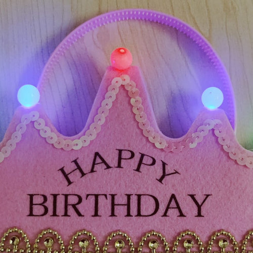 Load image into Gallery viewer, Happy Birthday Beautiful Crown with Colorful Led Lights for Kids Children Girls (Pink)

