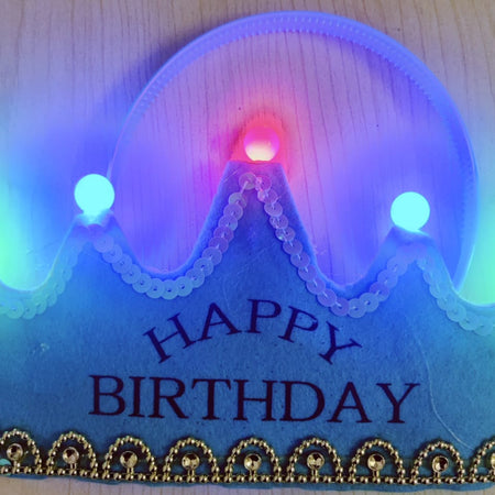 Happy Birthday Beautiful Crown with Colorful Led Lights for Kids Children Boys &amp; Girls (Blue)