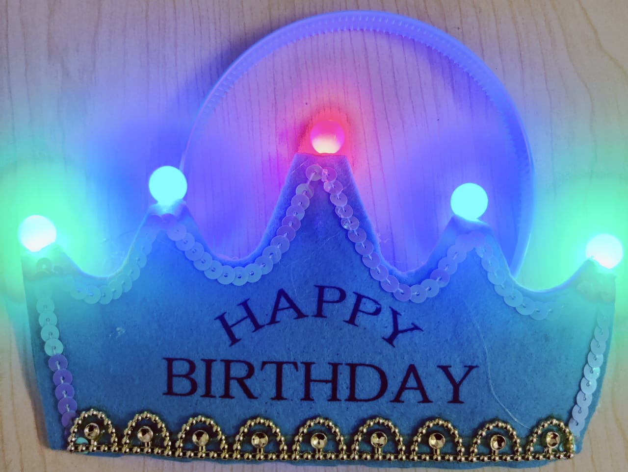 Happy Birthday Beautiful Crown with Colorful Led Lights for Kids Children Boys &amp; Girls (Blue)