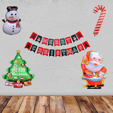 Party Decor Mall Merry Christmas Theme Foil Balloons ( 6Pcs )
