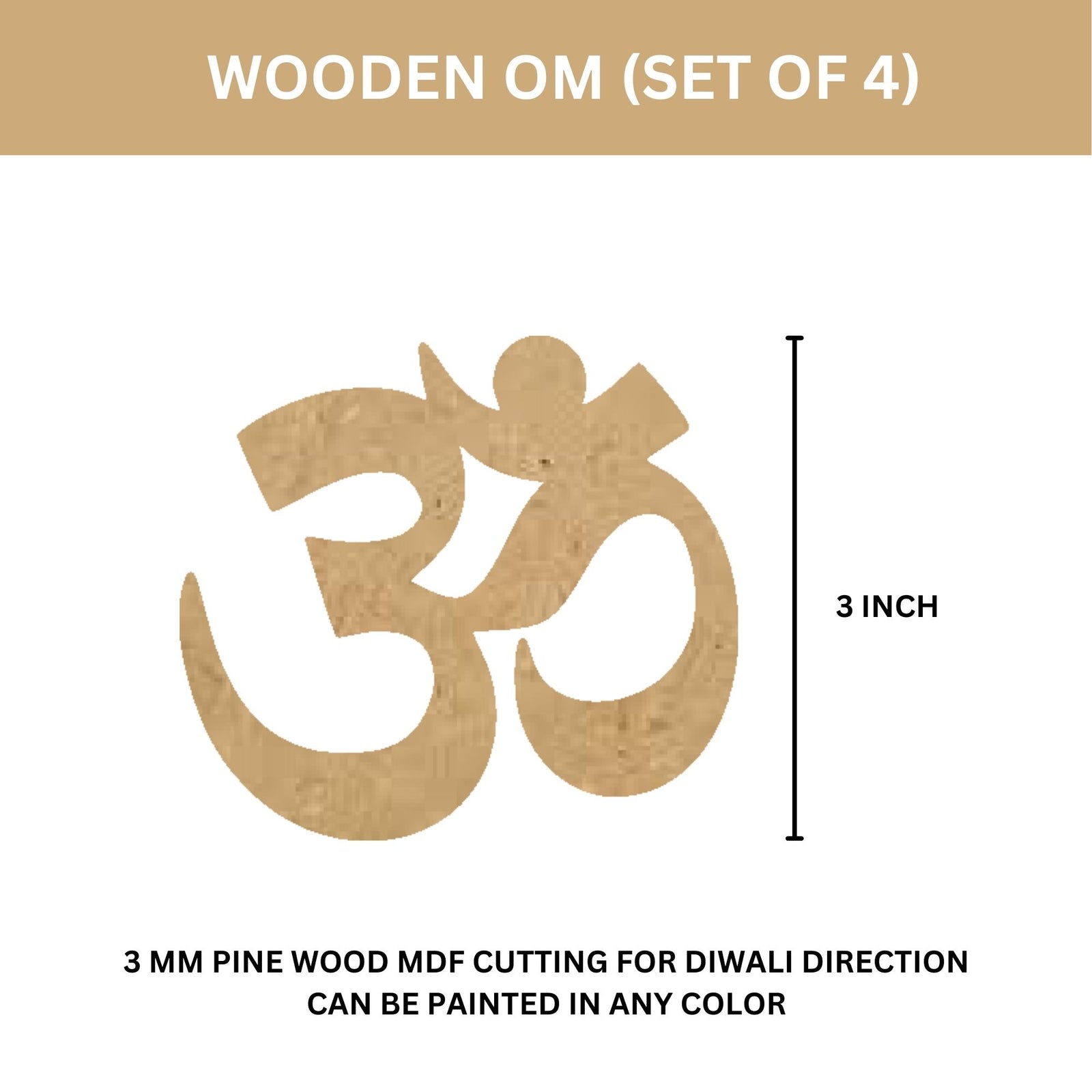 Wooden Om Shape Cutouts - Set of 4