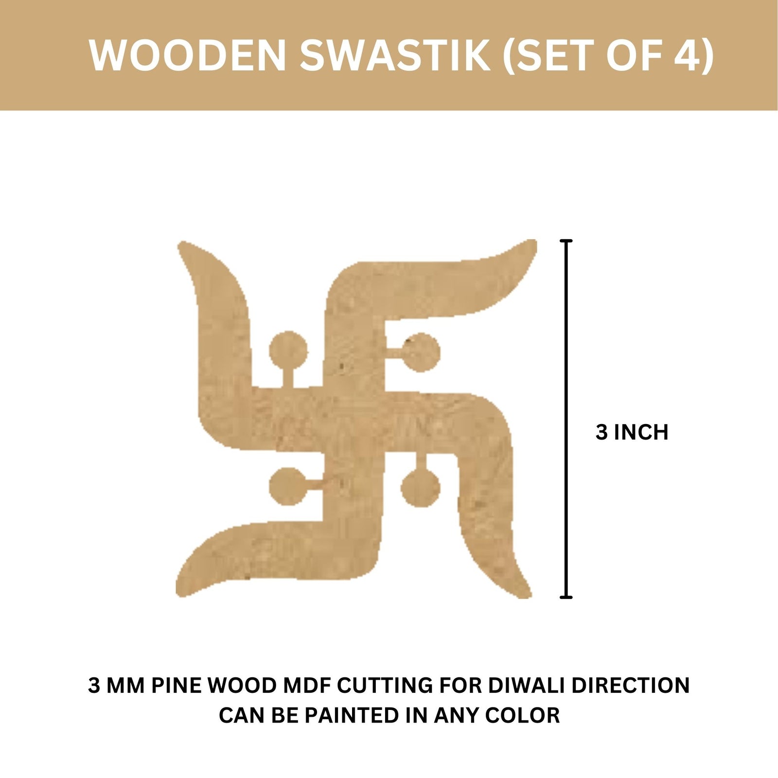 Wooden Swastik - Set of 4