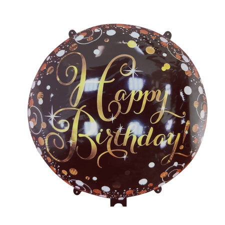 Happy Birthday Round Foil Balloons Black for Decoration, 18 Inches