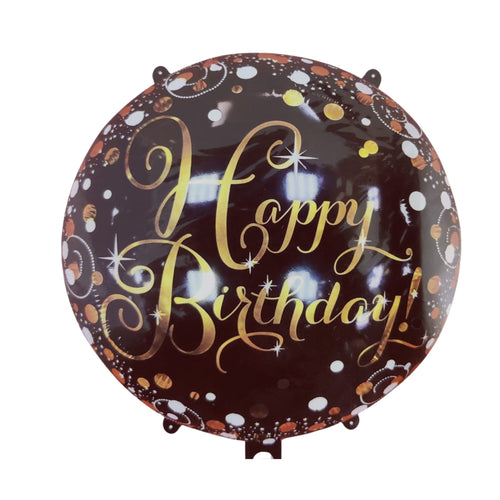 Load image into Gallery viewer, Happy Birthday Round Foil Balloons Black for Decoration, 18 Inches

