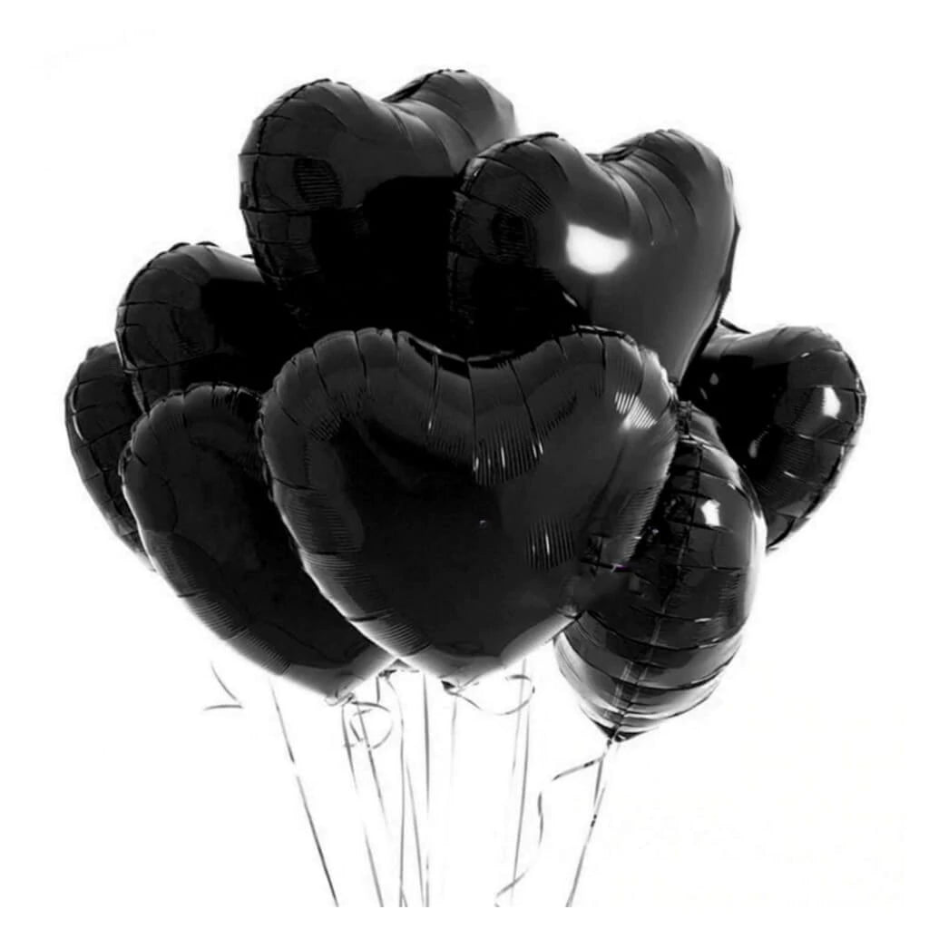 Black Heart Shape Foil Balloon 18″ inch for Anniversary, Valentine Party & Birthday Party Pack of 10