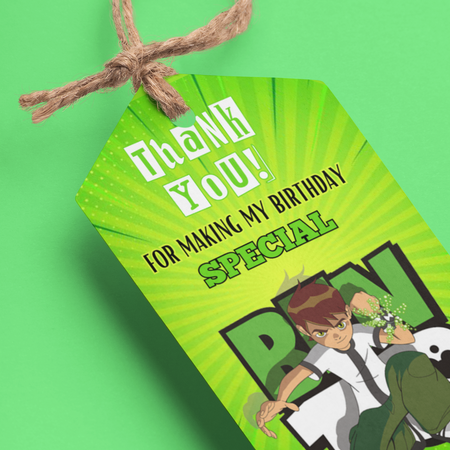Ben10 Theme Birthday Favour Tags (2 x 3.5 inches/250 GSM Cardstock/Mixcolour/30Pcs)