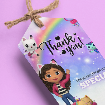 Gabbys Dollhouse Theme Birthday Favour Tags (2 x 3.5 inches/250 GSM Cardstock/Mixcolour/30Pcs)