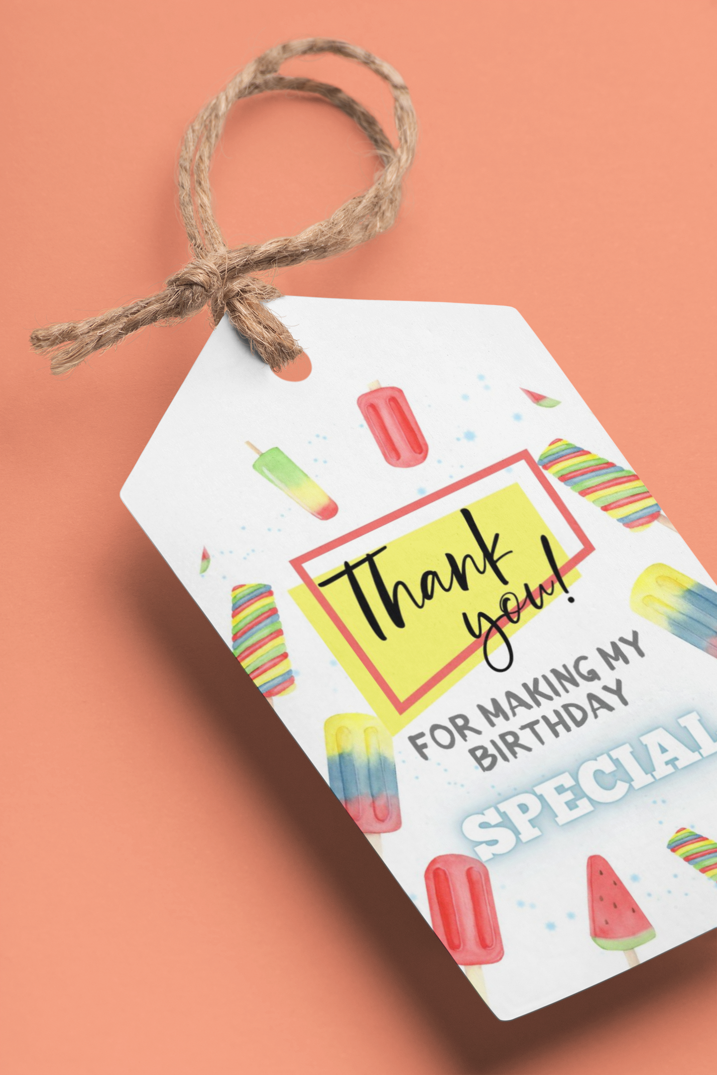 Ice Cream Theme Birthday Favour Tags (2 x 3.5 inches/250 GSM Cardstock/Mixcolour/30Pcs)