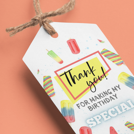 Ice Cream Theme Birthday Favour Tags (2 x 3.5 inches/250 GSM Cardstock/Mixcolour/30Pcs)