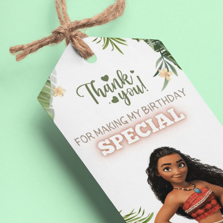 Moana Theme Birthday Favour Tags (2 x 3.5 inches/250 GSM Cardstock/Mixcolour/30Pcs)