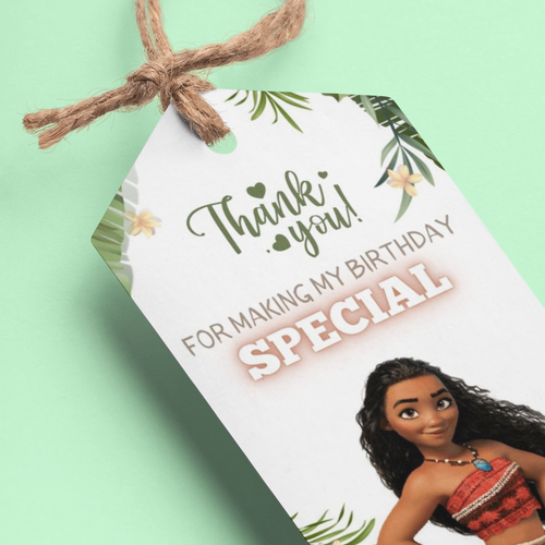 Load image into Gallery viewer, Moana Theme Birthday Favour Tags (2 x 3.5 inches/250 GSM Cardstock/Mixcolour/30Pcs)
