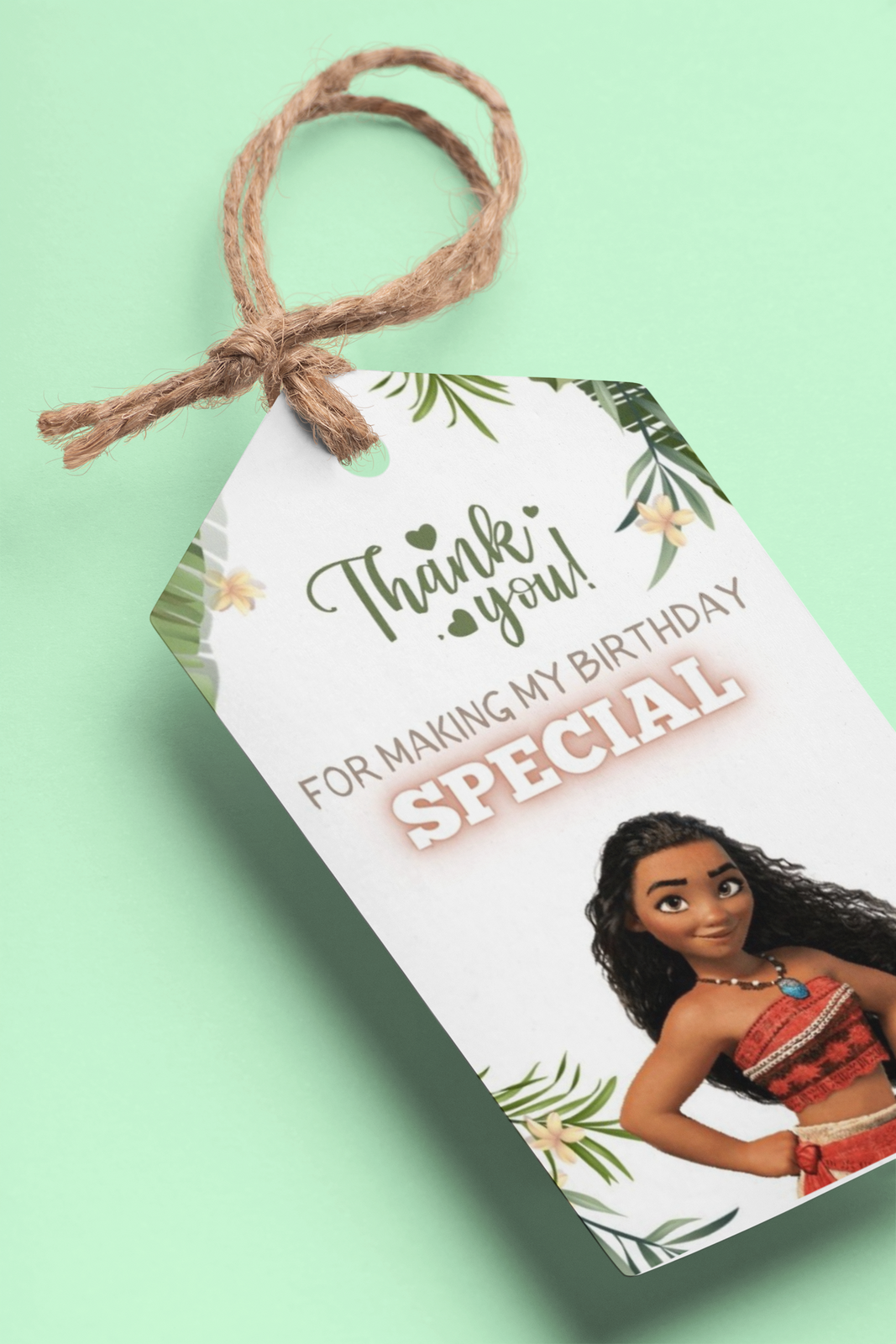 Moana Theme Birthday Favour Tags (2 x 3.5 inches/250 GSM Cardstock/Mixcolour/30Pcs)