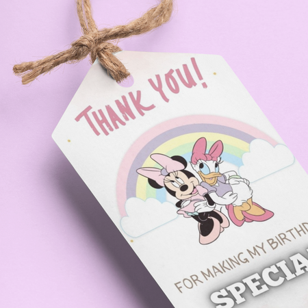 Minnie & Donald Duck Theme Birthday Favour Tags (2 x 3.5 inches/250 GSM Cardstock/Mixcolour/30Pcs)