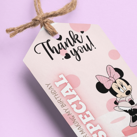 Minnie Theme Birthday Favour Tags (2 x 3.5 inches/250 GSM Cardstock/Mixcolour/30Pcs)