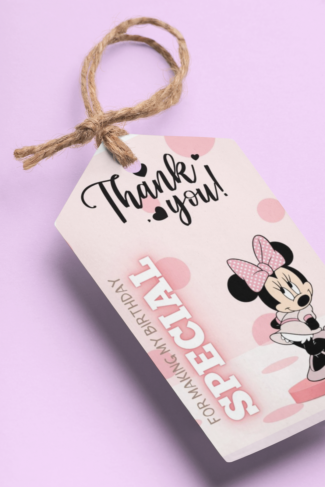 Minnie Theme Birthday Favour Tags (2 x 3.5 inches/250 GSM Cardstock/Mixcolour/30Pcs)