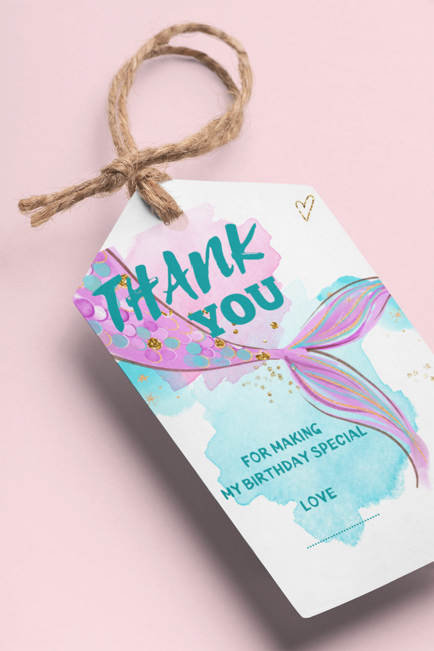 Mermaid Theme Birthday Favour Tags (2 x 3.5 inches/250 GSM Cardstock/Multicolour/30Pcs)
