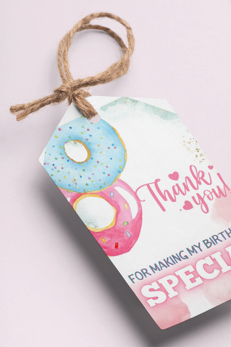 Doughnut Theme Model 2 Birthday Favour Tags (2 x 3.5 inches/250 GSM Cardstock/Mixcolour/30Pcs)