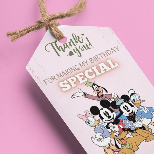 Load image into Gallery viewer, Mickey Club House Theme Birthday Favour Tags (2 x 3.5 inches/250 GSM Cardstock/Mixcolour/30Pcs)
