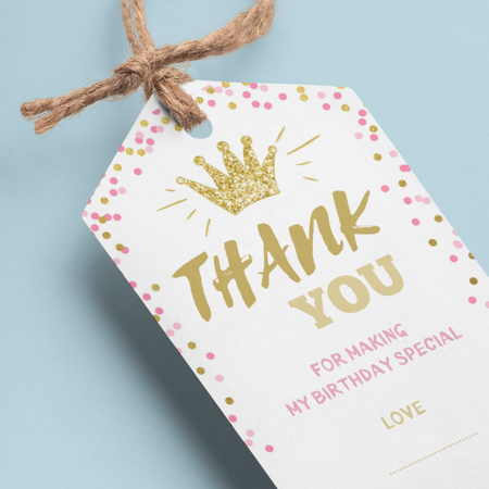 Crown Theme Birthday Favour Tags (2 x 3.5 inches/250 GSM Cardstock/Multicolour/30Pcs)