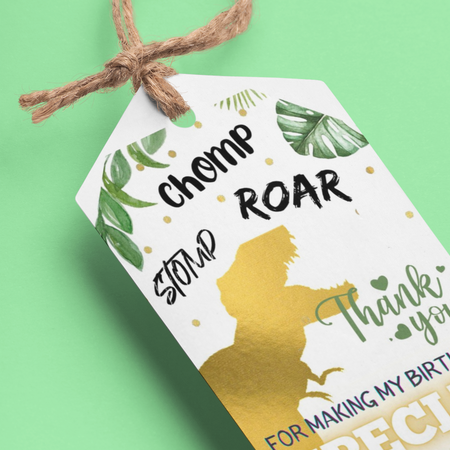 Dinosaur Theme Model 2 Birthday Favour Tags (2 x 3.5 inches/250 GSM Cardstock/Multicolour/30Pcs)