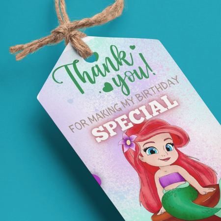 Little Mermaid Theme Birthday Favour Tags (2 x 3.5 inches/250 GSM Cardstock/Mixcolour/30Pcs)