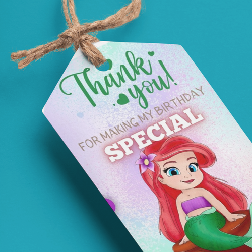 Load image into Gallery viewer, Little Mermaid Theme Birthday Favour Tags (2 x 3.5 inches/250 GSM Cardstock/Mixcolour/30Pcs)
