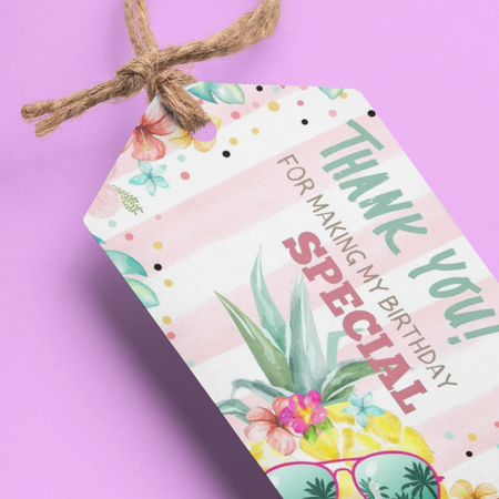 Hawaiin Theme Birthday Favour Tags (2 x 3.5 inches/250 GSM Cardstock/Mixcolour/30Pcs)
