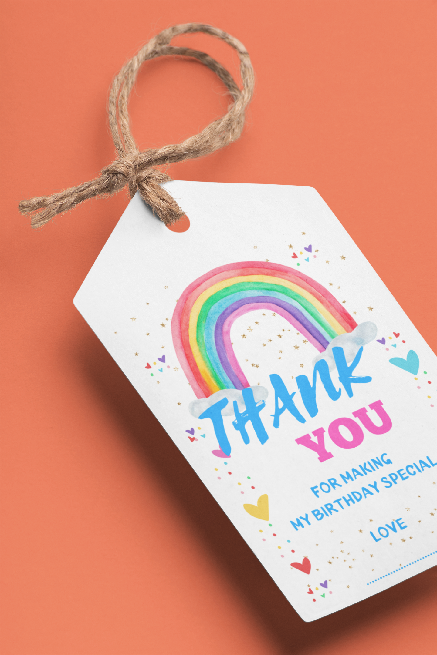 Rainbow Theme Birthday Favour Tags (2 x 3.5 inches/250 GSM Cardstock/Multicolour/30Pcs)