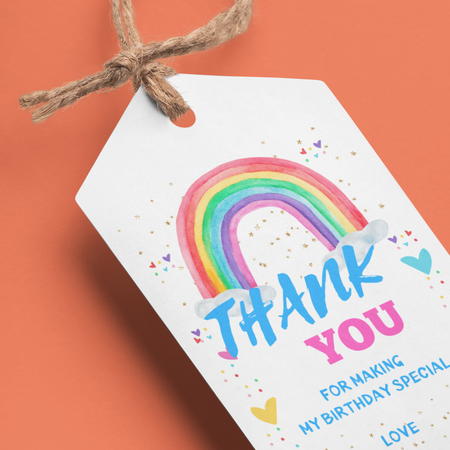 Rainbow Theme Birthday Favour Tags (2 x 3.5 inches/250 GSM Cardstock/Multicolour/30Pcs)