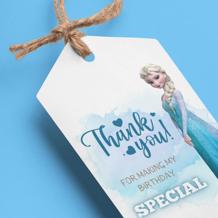 Frozen Elsa Theme Birthday Favour Tags (2 x 3.5 inches/250 GSM Cardstock/Mixcolour/30Pcs)