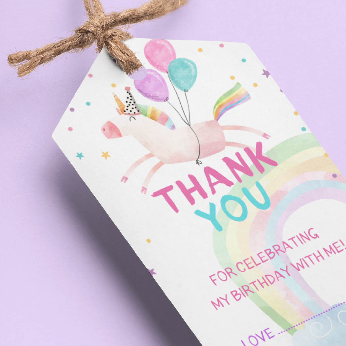 Unicorn Theme Birthday Favour Tags (2 x 3.5 inches/250 GSM Cardstock/Multicolour/30Pcs)