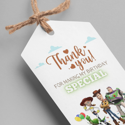 Load image into Gallery viewer, Toys Story Theme Birthday Favour Tags (2 x 3.5 inches/250 GSM Cardstock/Mixcolour/30Pcs)
