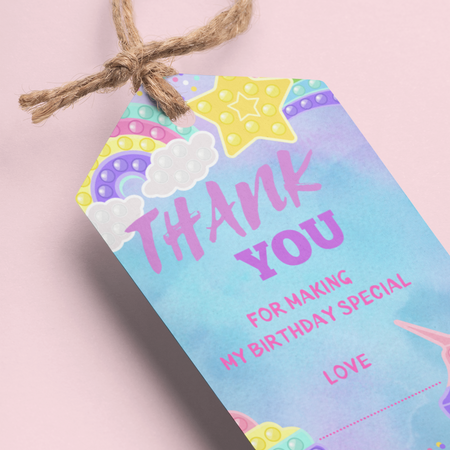Pop It Theme Birthday Favour Tags (2 x 3.5 inches/250 GSM Cardstock/Multicolour/30Pcs)