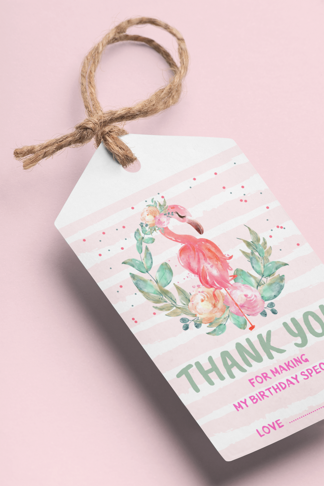 Flamingo Theme Birthday Favour Tags (2 x 3.5 inches/250 GSM Cardstock/Multicolour/30Pcs)