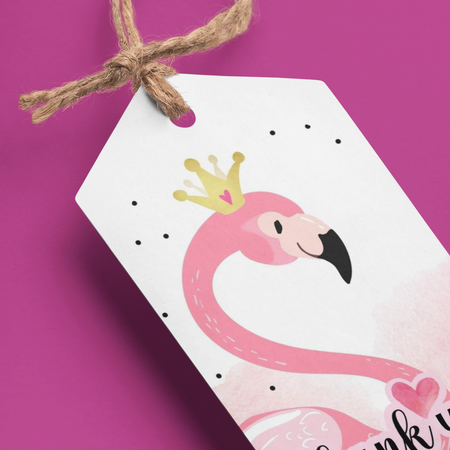 Flamingo Theme Model 2 Birthday Favour Tags (2 x 3.5 inches/250 GSM Cardstock/Mixcolour/30Pcs)