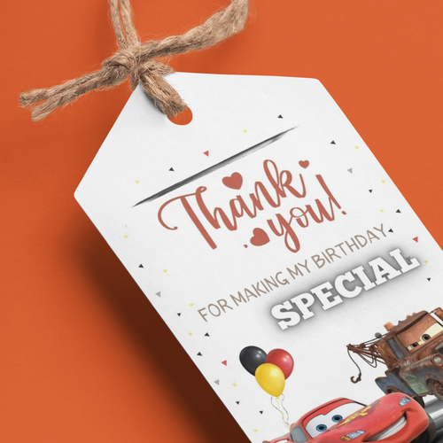 Load image into Gallery viewer, Disney Car Theme Birthday Favour Tags (2 x 3.5 inches/250 GSM Cardstock/Mixcolour/30Pcs)
