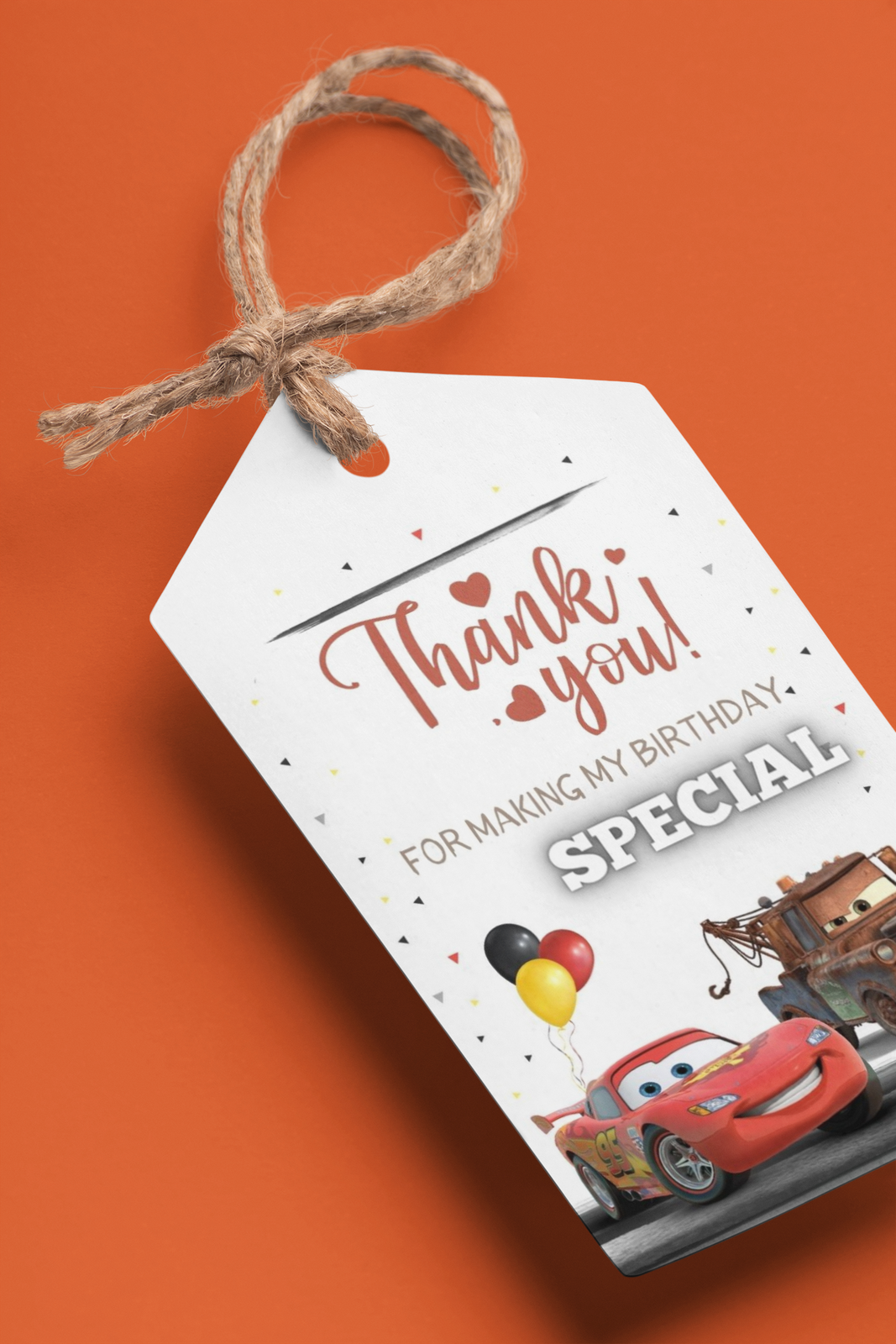 Disney Car Theme Birthday Favour Tags (2 x 3.5 inches/250 GSM Cardstock/Mixcolour/30Pcs)