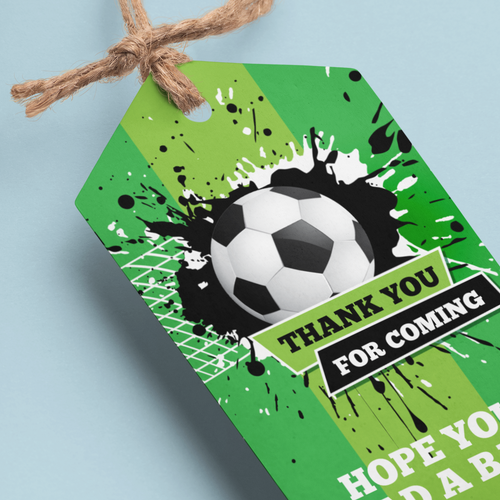Load image into Gallery viewer, Football Theme Birthday Favour Tags (2 x 3.5 inches/250 GSM Cardstock/Black, White, Green, Dark Green/30Pcs)

