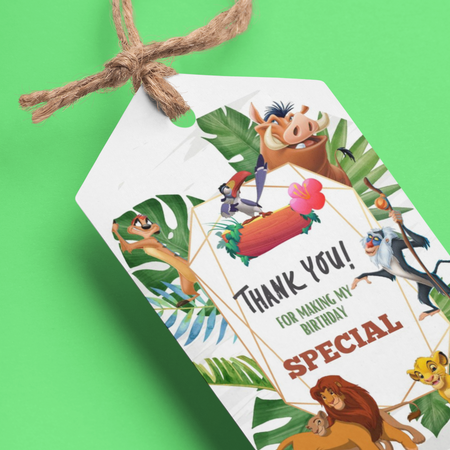Lion King Theme Birthday Favour Tags (2 x 3.5 inches/250 GSM Cardstock/Mixcolour/30Pcs)