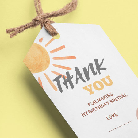Sunsine Theme Birthday Favour Tags (2 x 3.5 inches/250 GSM Cardstock/Multicolour/30Pcs)