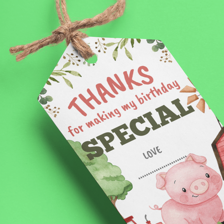 Farm House Theme Birthday Favour Tags (2 x 3.5 inches/250 GSM Cardstock/Mixcolour/30Pcs)