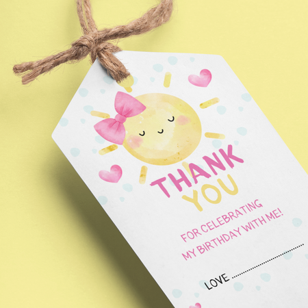 Sunsine Theme Model 2 Birthday Favour Tags (2 x 3.5 inches/250 GSM Cardstock/Multicolour/30Pcs)