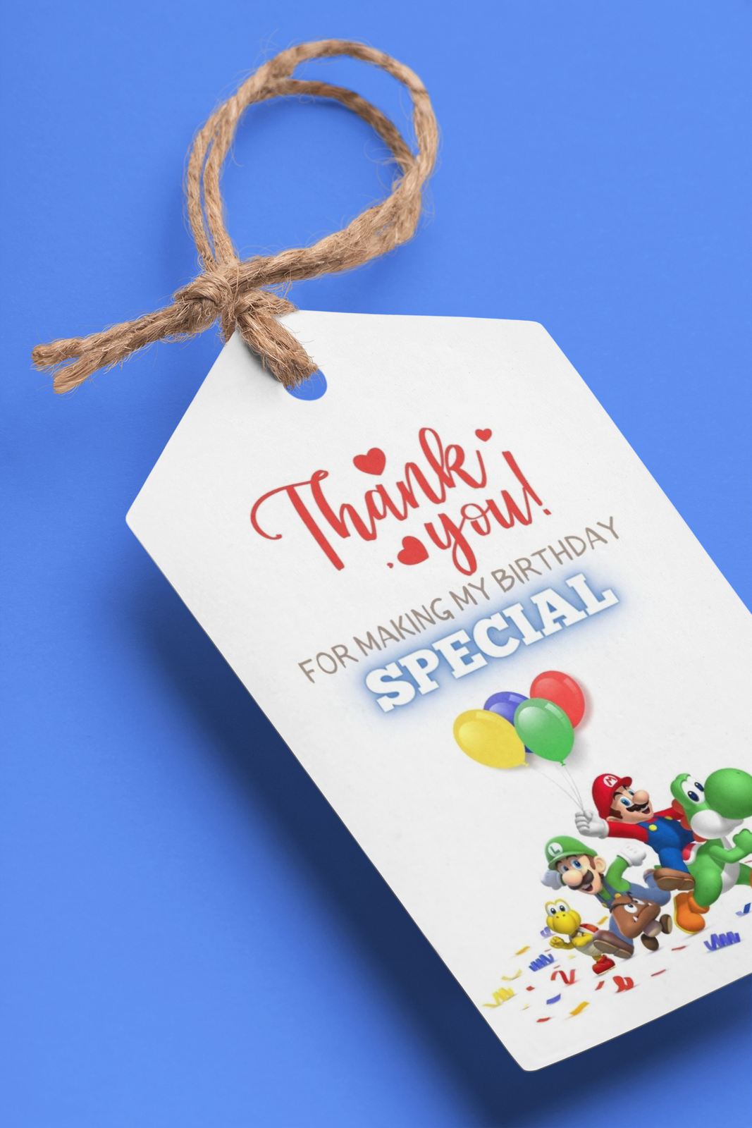 The Super Mario Theme Birthday Favour Tags (2 x 3.5 inches/250 GSM Cardstock/Mixcolour/30Pcs)